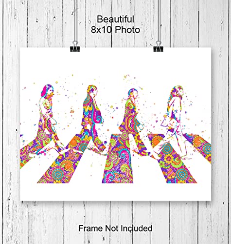 The Beatles Poster Wall Art - 8x10 Beatles Memorabilia - Beatles Gifts - Beatles Wall Decor - John Lennon, Paul McCartney, Ringo Starr, George Harrison - Abbey Road - 60s Music