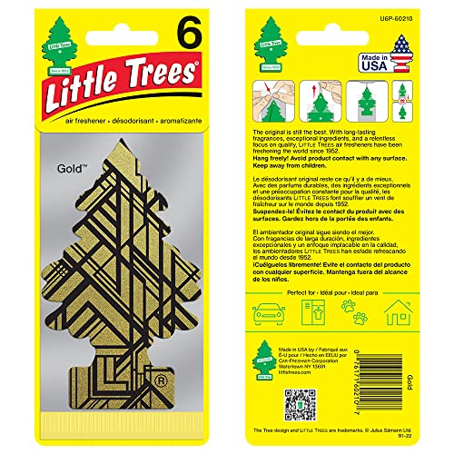 LITTLE TREES Air Fresheners Car Air Freshener. Hanging Tree Provides Long Lasting Scent for Auto or Home. Gold, 24 Air Fresheners