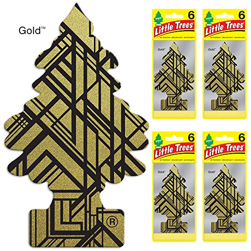 LITTLE TREES Air Fresheners Car Air Freshener. Hanging Tree Provides Long Lasting Scent for Auto or Home. Gold, 24 Air Fresheners