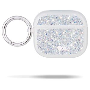 case-mate airpods case 3rd generation w/keychain ring [wireless charging compatible] twinkle stardust case for apple airpods 3rd generation [front led visible] anti-scratch shockproof airpods 3 case
