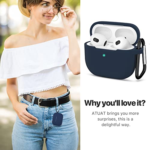 ATUAT AirPods 3 Case, Protective Silicone Cover for AirPods 3rd Generation Case 2021, Wireless Charging - Dark Blue