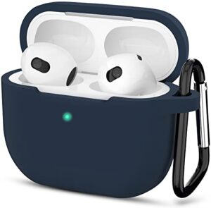 atuat airpods 3 case, protective silicone cover for airpods 3rd generation case 2021, wireless charging - dark blue