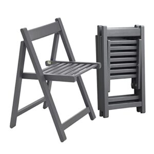 funrolux folding dining chair 2 pack grey wooden foldable chairs suitable for event party garden kitchen table chair 268lb weight capacity (grey)