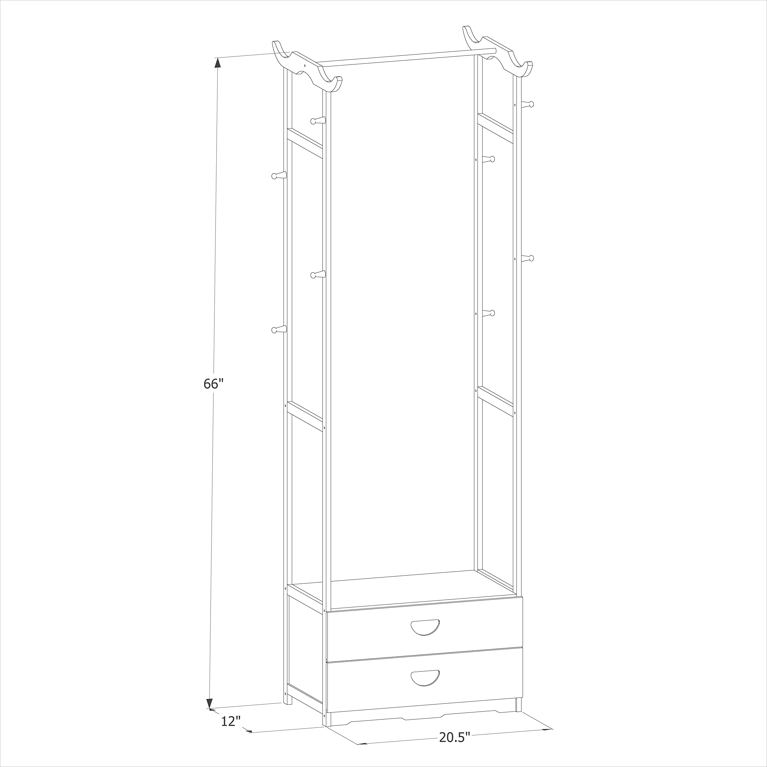 MoNiBloom Bamboo Garment Rack with Drawers and Hooks, Clothes Racks Storage Shelving Organizer Unit for Bedroom Laundry Room Guest Room, Brown