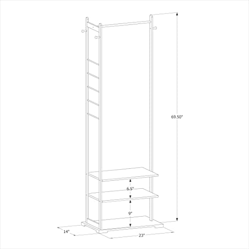 MoNiBloom Bamboo Freestanding Garment Rack with Shelves and Hooks Tall 3 Tiers Clothes Racks Clothing Storage Shelving w/Pants Racks for Bedroom Laundry Room Guest Room, Natural