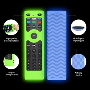 [2 Pack] WQNIDE Silicone Protective Case Cover for Vizio XRT140 Smart TV Remote Control,Shockproof Vizio XRT140 Remote Cover with Lanyard(Grow Blue+Grow Green)