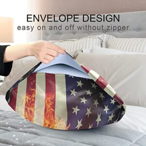 American Flag Football Fire Satin Pillowcase Silk Pillow Case for Hair and Skin Pillow Covers with Envelope Closure,Standard Size 20x26 Inch