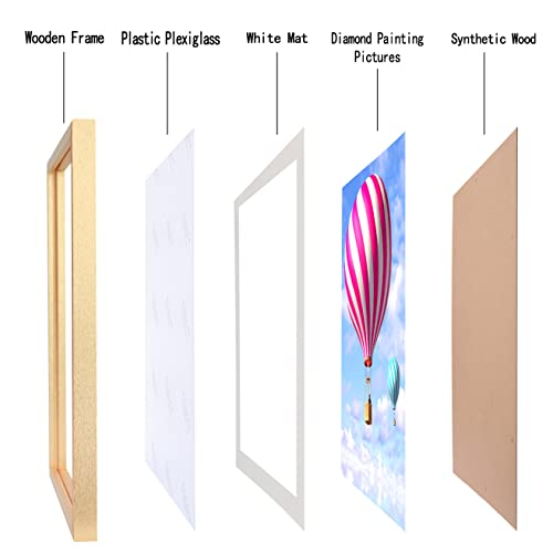 Mxtallup 12x16 Diamond Painting Frames Wood ,Display Pictures 10x14 Inch/25X35 cm with Mat or 12x16 Inch /30X40 cm Without Mat, Diamond Painting Picture Frames 30x40 Diamond Art Frames Picture Gold (TYK0024)