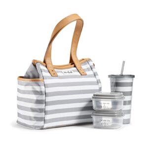 fit+fresh westerly adult insulated lunch bag women love as lunchbox, lunch tote - cute small lunch box for women,men, lunch, stripe