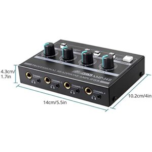 Headphone Amplifier, YGiTK 4 Channels Mono/Stereo Metal Stereo Headphone Amps-4x Quarter Inch and 8X Quarter Inch TRS Headphones Output and 1/4" & 1/8"& AV Audio Input(Including Audio Cable)