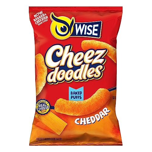 Wise Snacks Cheez Doodles Baked Puffs, Real Cheddar Cheese, 0.75 Ounce (42 Count), Gluten Free