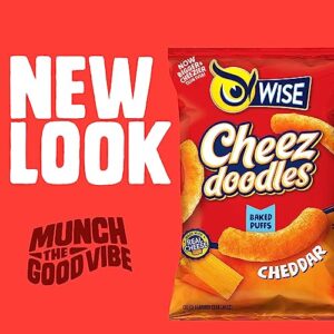 Wise Snacks Cheez Doodles Baked Puffs, Real Cheddar Cheese, 0.75 Ounce (42 Count), Gluten Free