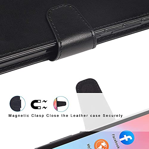 YJROP for Alcatel TCL A3 (A509DL) Case, Alcatel TCL A3 Wallet Case, with Screen Protector,PU Leather Wrist Strap Card Slots Soft TPU Protective Flip Cover Phone Case for Alcatel TCL A3 5.5",Black