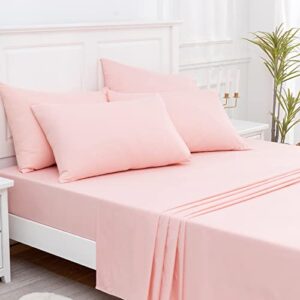 overket king sheet set ultra soft king bed sheets 1800 series luxury cooling sheets-100% microfiber-breathable-wrinkle free - king size rose-6pc