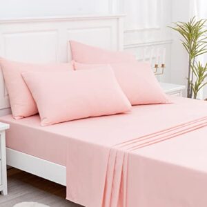 Overket King Sheet Set Ultra Soft King Bed Sheets 1800 Series Luxury Cooling Sheets-100% Microfiber-Breathable-Wrinkle Free - King Size Rose-6PC