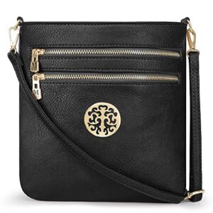 montana west crossbody bags for women small shoulder travel purses multi pocket triple crossover lightweight cross body with adjustable strap mwc-042bk