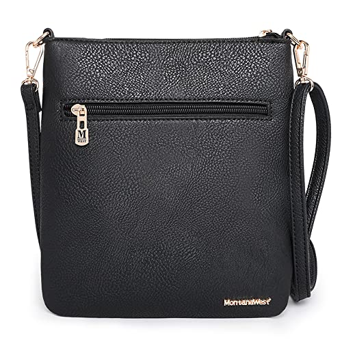Montana West Crossbody Bags for Women Small Shoulder Travel Purses Multi Pocket Triple Crossover Lightweight Cross Body with Adjustable Strap MWC-042BK