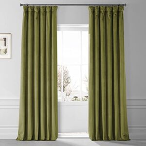 hpd half price drapes blackout solid thermal insulated window curtain 50 x 96 signature plush velvet curtains for bedroom & living room (1 panel), vpyc-sbo161224-96, jalapeno green