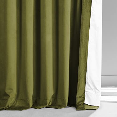 HPD HALF PRICE DRAPES Blackout Solid Thermal Insulated Window Curtain 50 X 96 Signature Plush Velvet Curtains for Bedroom & Living Room (1 Panel), VPYC-SBO161224-96, Jalapeno Green