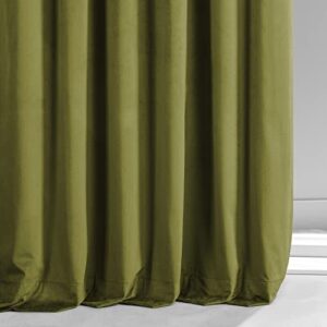 HPD HALF PRICE DRAPES Blackout Solid Thermal Insulated Window Curtain 50 X 96 Signature Plush Velvet Curtains for Bedroom & Living Room (1 Panel), VPYC-SBO161224-96, Jalapeno Green