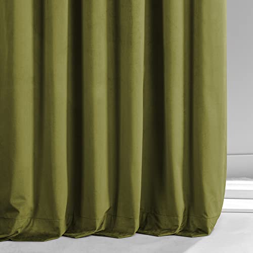 HPD HALF PRICE DRAPES Blackout Solid Thermal Insulated Window Curtain 50 X 96 Signature Plush Velvet Curtains for Bedroom & Living Room (1 Panel), VPYC-SBO161224-96, Jalapeno Green