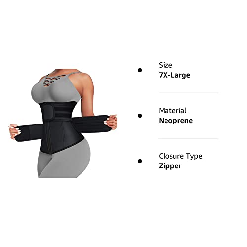 Wonder-Beauty Waist Trainer for Women Plus Size Two Belts Neoprene Workout Corset Waist Trainer Cincher Trimmer Sauna Belt with Zipper