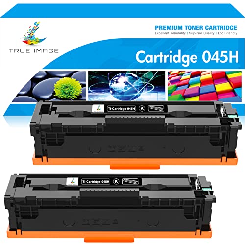 TRUE IMAGE Compatible Toner Cartridge Replacement for Canon 045 045H MF634Cdw Color ImageCLASS MF632Cdw LBP612Cdw MF632 MF634 Printer Ink (Black, 2-Pack)