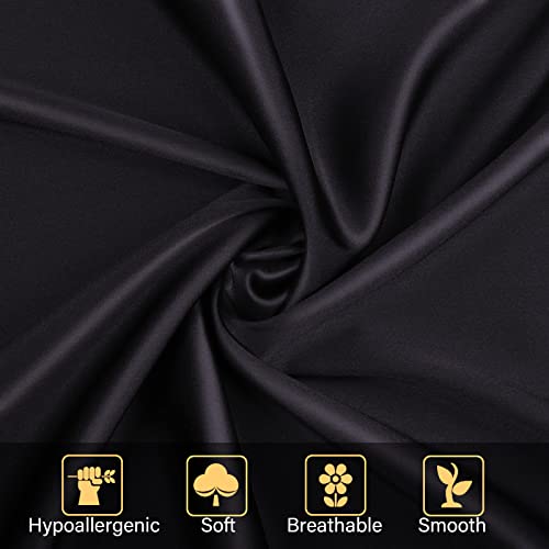 NOLRDR Mulberry Silk Pillowcase 2 Pack for Hair and Skin with Hidden Zipper,Both Sides 19 Momme Smooth and Breathable Silk Pillow Cases Set of 2 (Black, Standard 20''×26'')