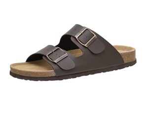 cushionaire men's lane cork footbed sandal with +comfort, brown nappa 10