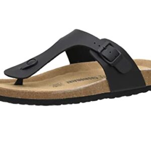 CUSHIONAIRE Men's Leah Cork footbed Sandal with +Comfort, Black Nappa 11