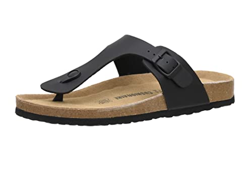 CUSHIONAIRE Men's Leah Cork footbed Sandal with +Comfort, Black Nappa 11