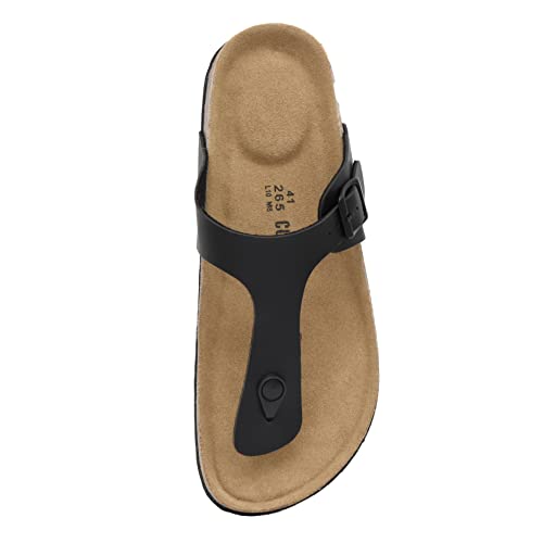 CUSHIONAIRE Men's Leah Cork footbed Sandal with +Comfort, Black Nappa 11