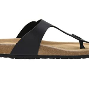 CUSHIONAIRE Men's Leah Cork footbed Sandal with +Comfort, Black Nappa 11