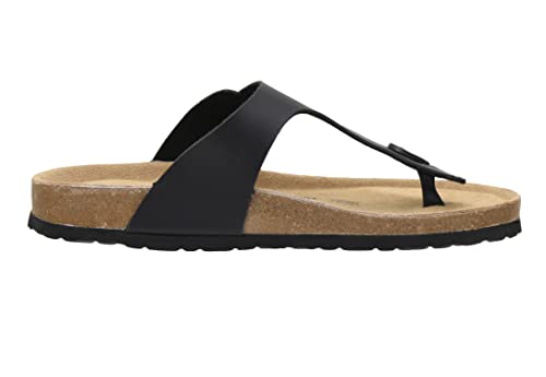 CUSHIONAIRE Men's Leah Cork footbed Sandal with +Comfort, Black Nappa 11