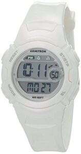 armitron sport women's quartz sport watch with plastic strap, white, 14.5 (model: 45/7088pwt)