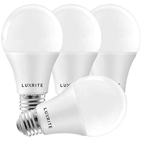 LUXRITE A19 LED Light Bulbs 100 Watt Equivalent Dimmable, 3500K Natural White, 1600 Lumens, Enclosed Fixture Rated, Standard LED Bulbs 15W, Energy Star, E26 Medium Base - Indoor and Outdoor (4 Pack)