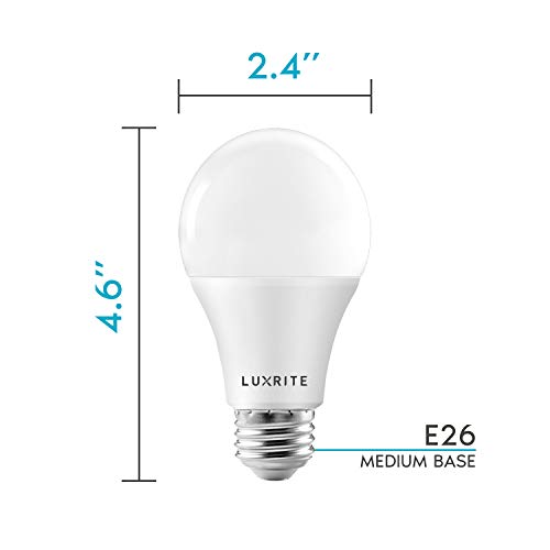 LUXRITE A19 LED Light Bulbs 100 Watt Equivalent Dimmable, 3500K Natural White, 1600 Lumens, Enclosed Fixture Rated, Standard LED Bulbs 15W, Energy Star, E26 Medium Base - Indoor and Outdoor (4 Pack)