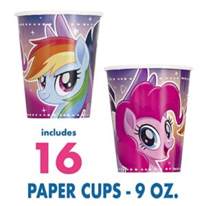 My Little Pony Party Supplies, My Little Pony Birthday Party Supplies and Decorations for 16 Guests with Banner, Tablecover, Plates, Cups, Napkins and Button