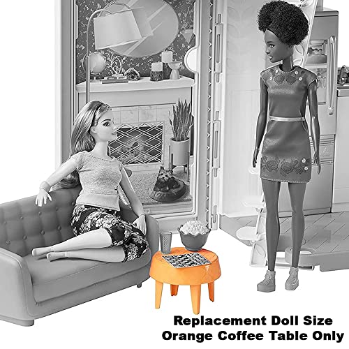 F-Price Replacement Parts for Barbie Malibu House Dollhouse Playset - FXG57 ~ Replacement Doll Size Orange Coffee Table