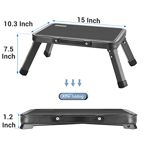 ALPURLAD Step Stool Bed Step Stools for High Beds Foldable One Step Ladder with Non Skid Rubber Platform for Rv,Toilet,Kitchen and Bed 330-Pound Capacity