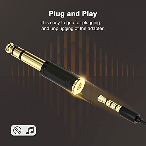 DIGITNOW 1/4'' Male to 1/8'' Female Stereo Audio Adapter Converter,Upgrade 6.35mm Jack Stereo Socket to 3.5mm Jack Stereo Plug for Guitar Headphones Amp, Pure Copper 2-Pack