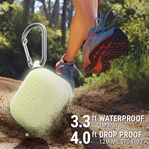 Catalyst Waterproof Case Vibe Series for AirPods 3 with Premium Carabiner. Compatible Wireless Charging, One-Piece Design, High Drop Protection, Soft-Touch - Glow-in-The-Dark