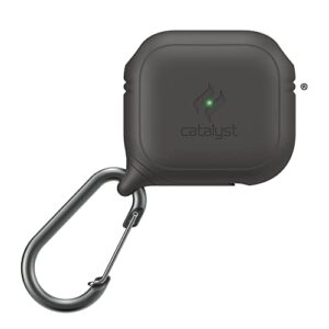 catalyst influence series waterproof and drop proof case for airpods 3, with premium carabiner, compatible wireless charging, one-piece design, soft-touch, high drop protection - space gray