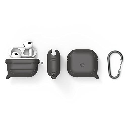 Catalyst Influence Series Waterproof and Drop Proof Case for AirPods 3, with Premium Carabiner, Compatible Wireless Charging, One-Piece Design, Soft-Touch, High Drop Protection - Space Gray