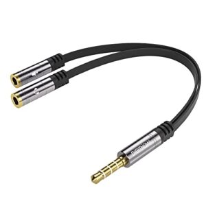 digitnow 3.5mm 4 pin male to 2x3.5mm 3 pin female combo audio splitter y adapter cable compatible for ps4,ps5,xbox one s,nintendo switch,tablet,mobile phone,pc gaming headsets and new version laptop