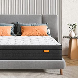 sweetnight king mattress, 10 inch pillow top hybrid king size mattress, gel memory foam with pocketed spring mattress in a box for cool sleep and balance support