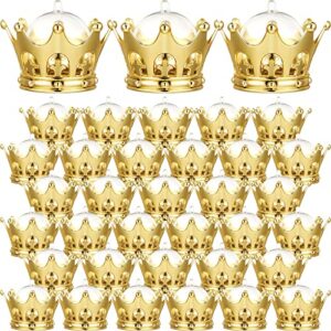 Honeydak Gold Fillable Crown with Dome Party Favors Decorative Crown Candy Storage Boxes Fillable Golden Crown Candy Containers for Baby Shower Princess Birthday Party Supplies (36 Pieces)