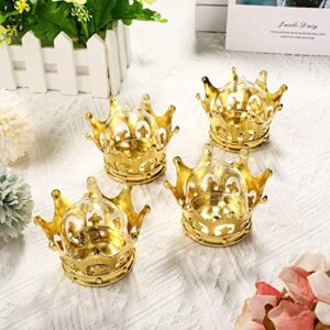 Honeydak Gold Fillable Crown with Dome Party Favors Decorative Crown Candy Storage Boxes Fillable Golden Crown Candy Containers for Baby Shower Princess Birthday Party Supplies (36 Pieces)