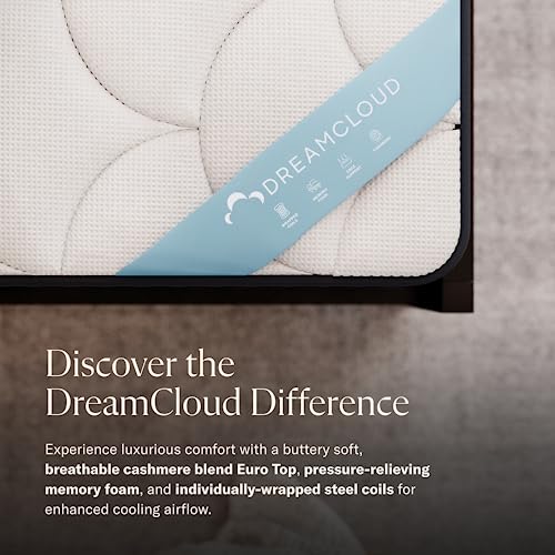 Dream Cloud Premier 14" King Mattress - Luxury Hybrid Memory Foam - 365 Night Trial - 7 Premium Pressure-Relieving Layers - Forever Warranty - CertiPUR-US Certified