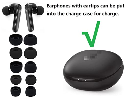 BLLQ Ear Tips Compatible with Anker Soundcore P2 / P3, Silicone Ear Buds Ear Cap Ear Plug Eartips Replacement for Soundcore Life P3 / Soundcore Life P2, XS/S/M/L/XL 5 Size 5 Pairs, Black